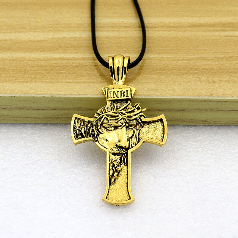 Christian Crown Of Thorns Vintage Cross Necklace Pendant