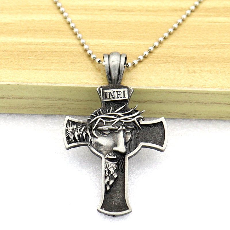 Christian Crown Of Thorns Vintage Cross Necklace Pendant