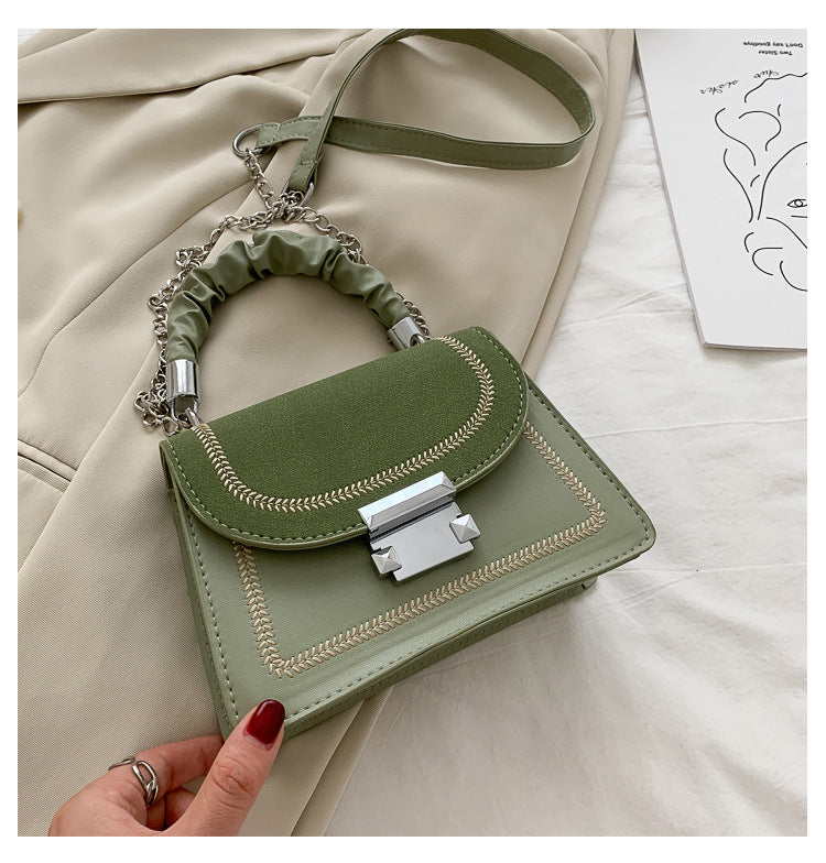 Pleated Handle Shoulder Bags PU Flap Crossbody Handbags Classic Fashion Women Hit Color Elegant Crossbody Shoulder Bag