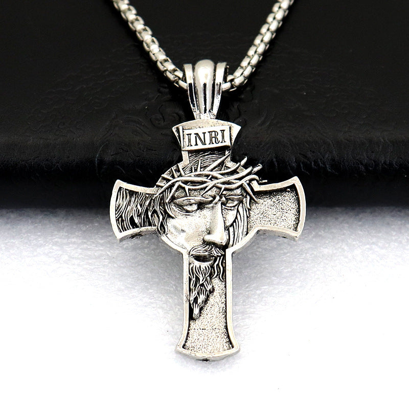 Christian Crown Of Thorns Vintage Cross Necklace Pendant